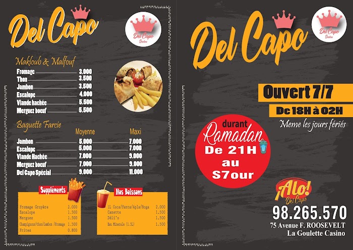 Del Capo, Av. Franklin Roosevelt, 75, La Goulette, Tunis, TN
