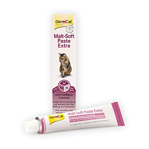 GimCat Malt-Soft Extra, Mushy Malt - Friandise anti-boules de poils pour chats pour aider à l'excrétion des boules de poils (1 x 200 g)