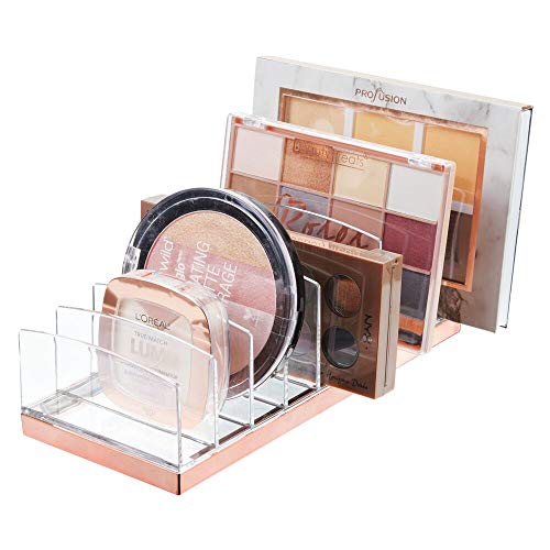 mDesign organiseur de maquillage en plastique - trieur de maquillage à 9 compartiments - organiseur pour évier, vanité ou placard - transparent/or rouge