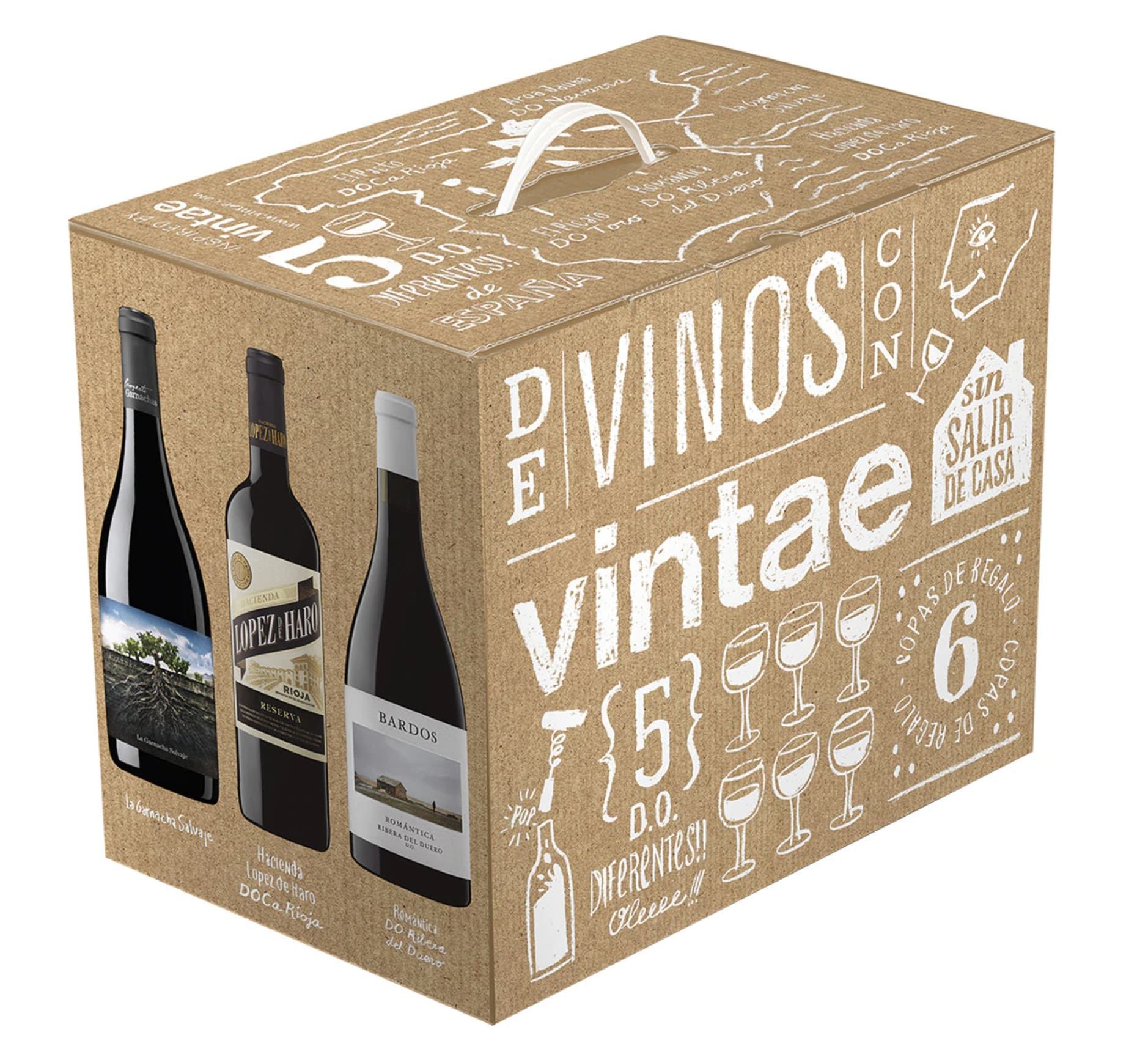 Coffret à vin De Copas por España avec 6 verres Vintae