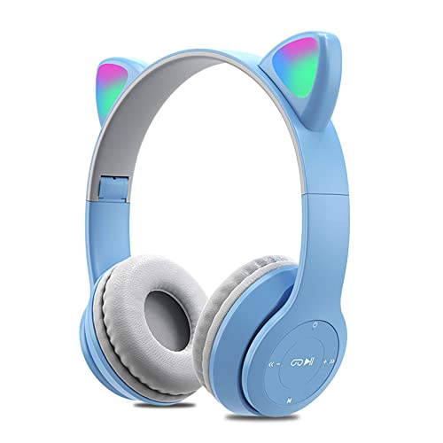 Casque sans fil Bluetooth 5.0 pour filles, casque d'oreille de chat pliable avec lumières colorées, unité de pilote de 40 mm, pour iPhone/iPad/PC/TV
