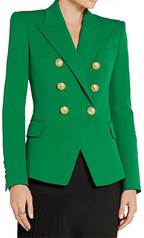 Veste décontractée de style élégant pour femme, couleur unie, coupe cintrée, blazer d'automne vert