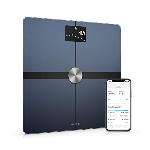 Withings Body+ Smart Scale avec connectivité Wi-Fi, mesure la graisse corporelle, l'IMC, la masse musculaire et le pourcentage d'eau corporelle, se synchronise avec l'application mobile Bluetooth ou Wi-Fi, noir
