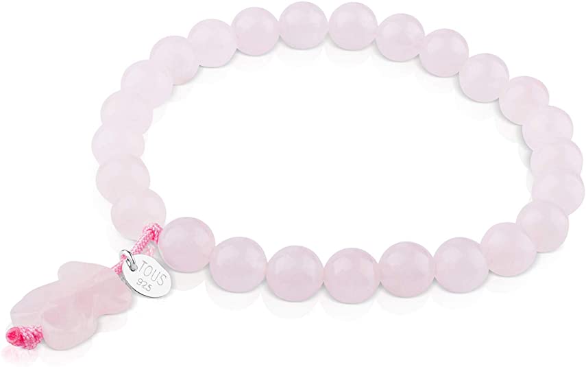 Bracelet ajustable TOUS pour femme, disque en quartz rose et argent sterling, diamètre 16 cm.Titre