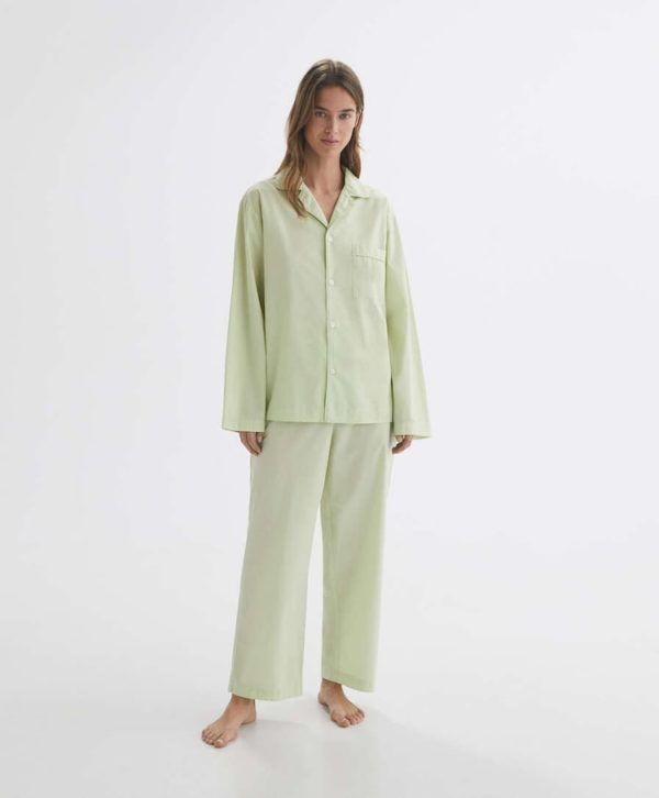 Soldes OYSHO 2022 Pyjama en popeline vert d'été 