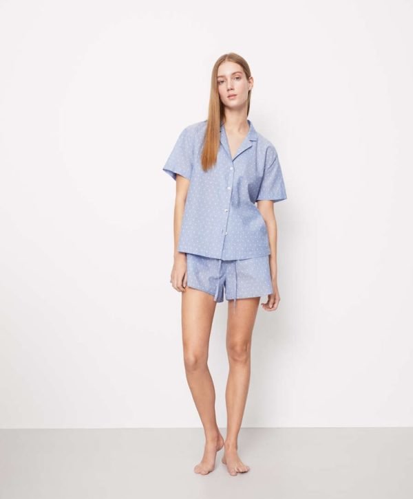 Pyjama Manches Courtes Plumeti Bleu Été OYSHO 2022 Spécial 