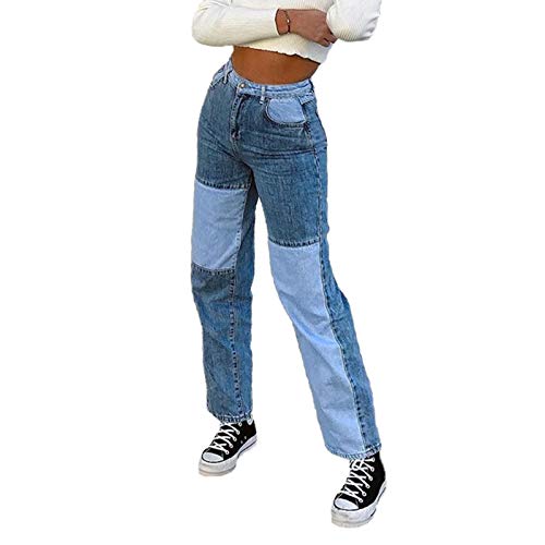 Geagodelia Jean skinny à empiècements pour femme Y2K Stretch Denim Jeans Crayon Pantalon