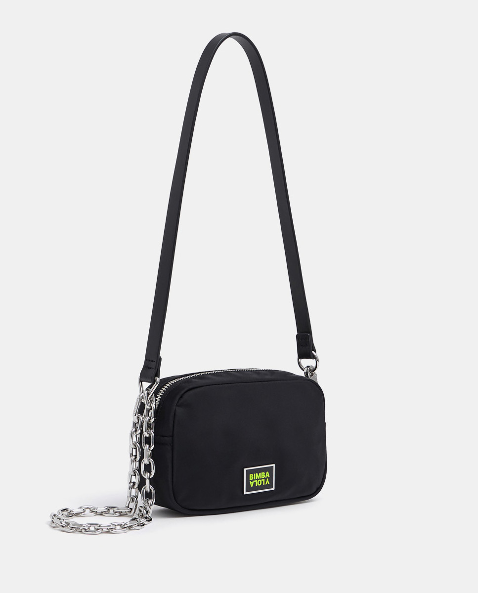 Mini sac à bandoulière zippé en nylon noir