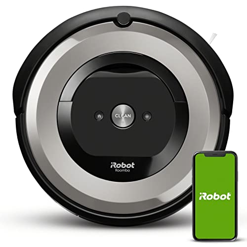iRobot Roomba e5154 Aspirateur robot Wi-Fi, 2 brosses en caoutchouc multi-surfaces, parfait pour les animaux de compagnie, compatible avec l'assistant vocal, réservoir lavable, argent