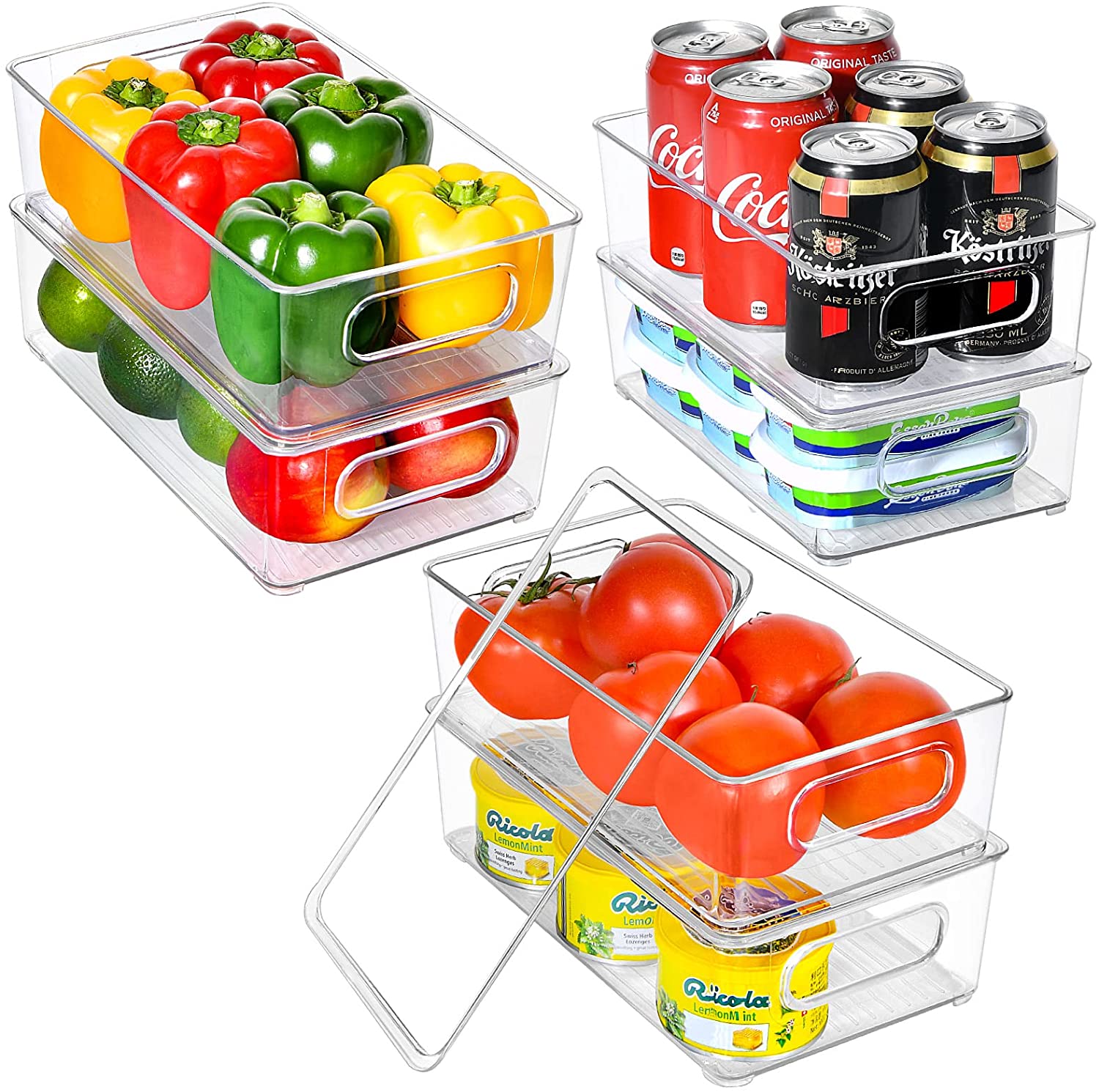 GoMaihe Organiseur de réfrigérateur 6 pièces – Organiseur de réfrigérateur transparent en plastique résistant sans BPA – Organiseur de réfrigérateur empilable avec couvercle et tiroirs