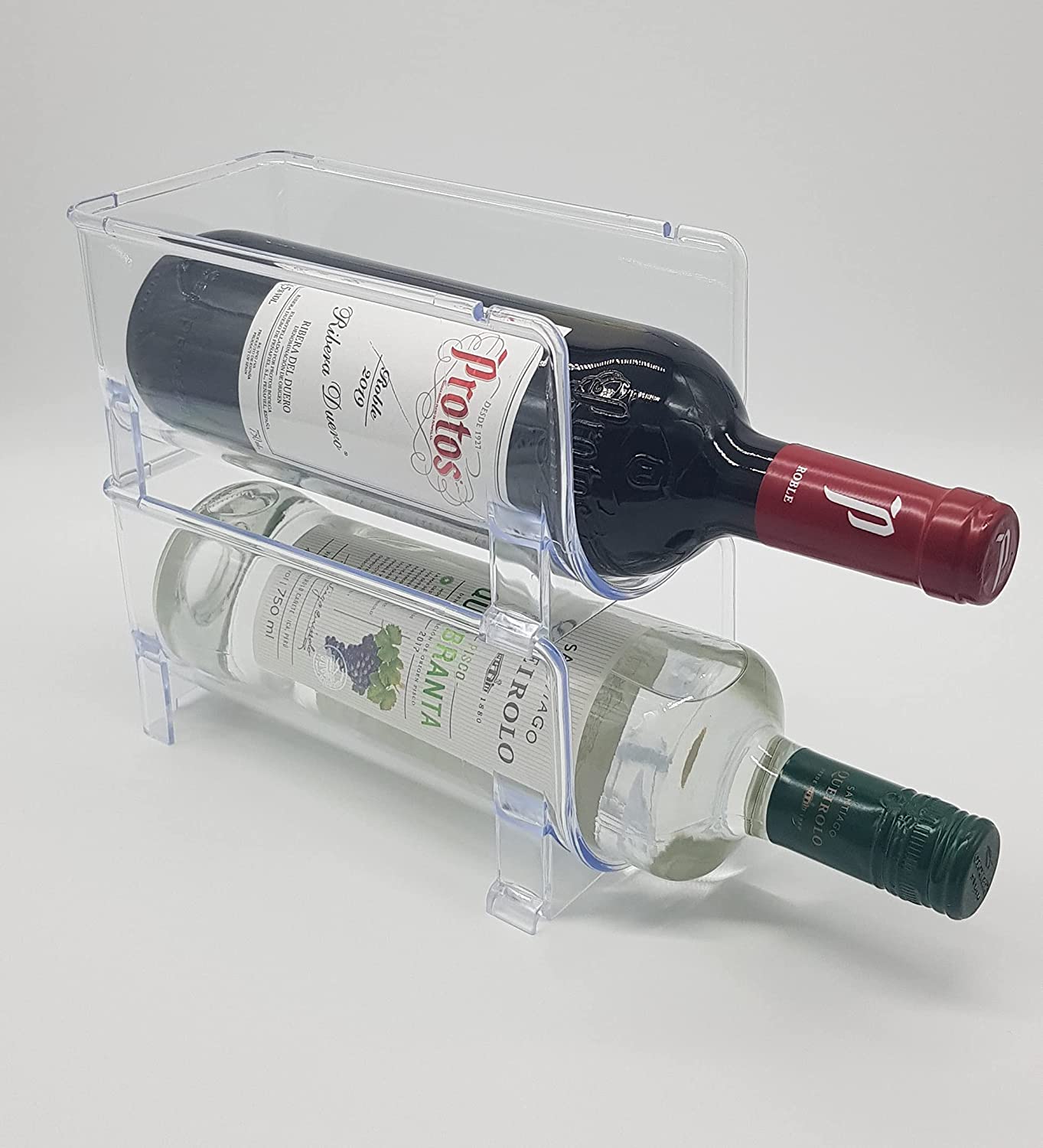 ALEMOK Organisateur de bouteilles de vin, casier à vin empilable transparent, casier à vin pour réfrigérateur, casier à vin de comptoir, stockage de bouteilles(2)