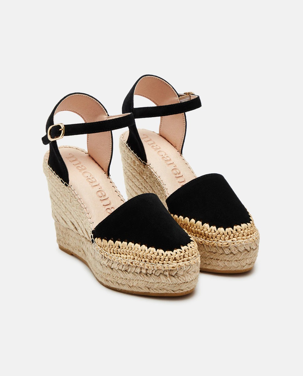Macarena Shoes Espadrilles compensées en daim faites à la main pour femme