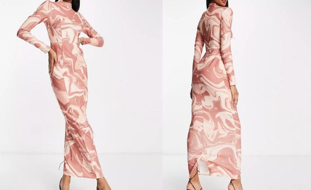 ASOS DESIGN - Robe longue structurée à imprimé tie-dye avec coutures décoratives