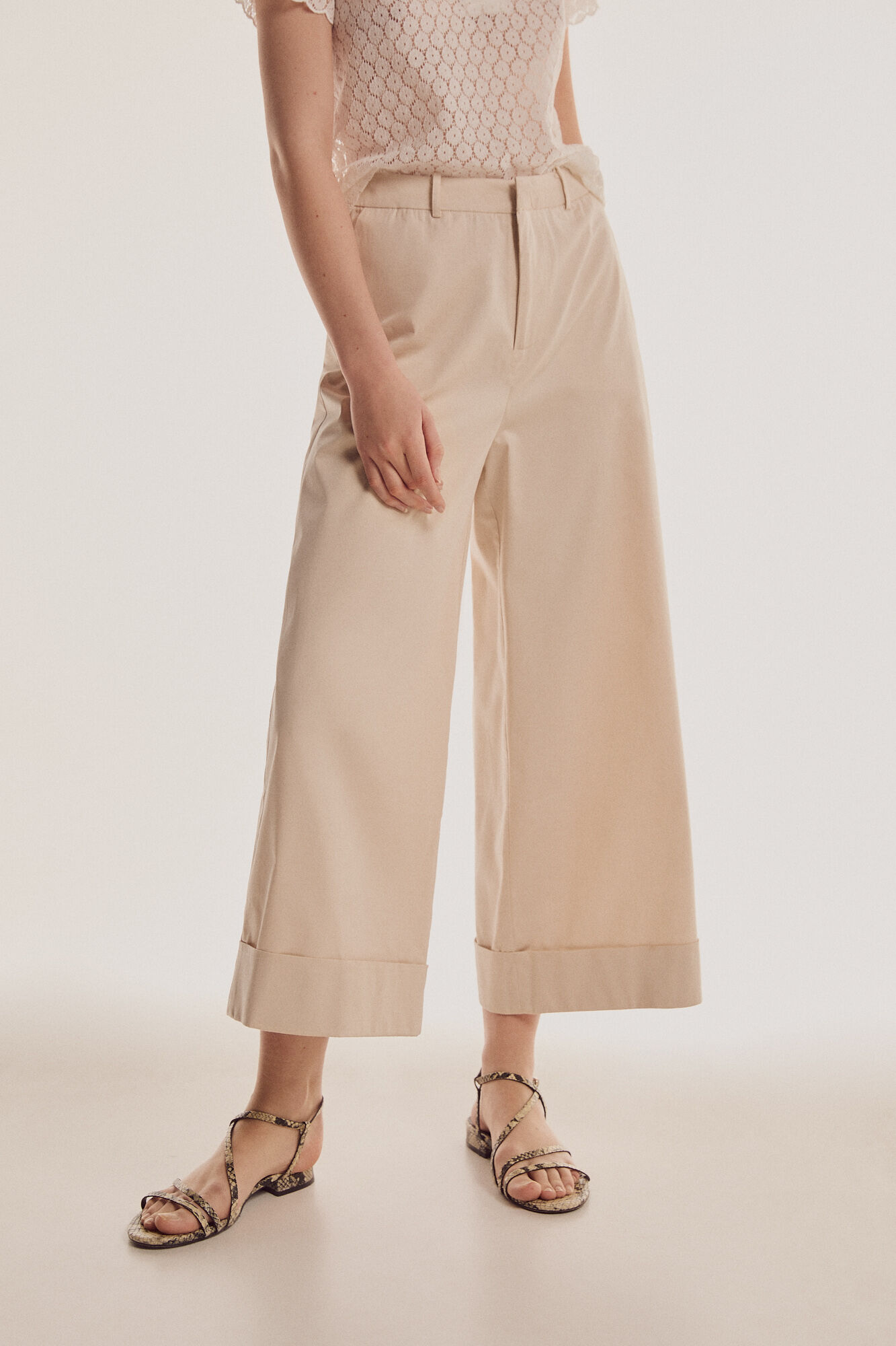 Pantalon large en popeline design jupe-culotte