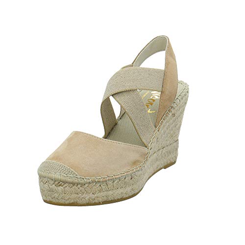Sandales pour femmes Vidorreta 13400ANTIPIEDRA, cuir et tissu beiges, couleur, taille 40 EU