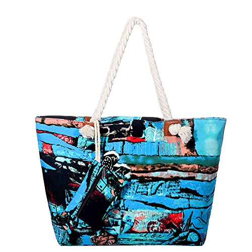DonDon Abstract Art Zip Grand sac de plage imperméable