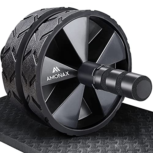 Amonax Ab Wheel Roller avec gros coussin d'exercice pour abdominaux, roues doubles avec deux modes d'entraînement de force pour la salle de sport à domicile
