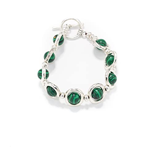 Bracelet Malachite (pierre de protection) plaqué argent. Bracelet Femme. Bracelet cadeau.  1 de 50 (Malachite (vert))