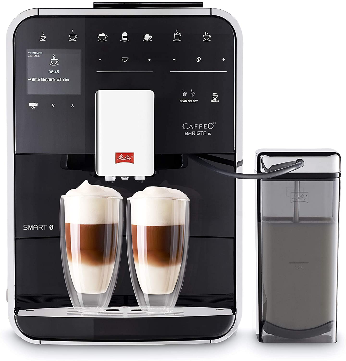Melitta Barista TS Smart F850-102, Machine à Café Super Automatique avec Moulin Silencieux, App Connect, Écran Tactile, 21 Recettes, 15 Barres, Noir