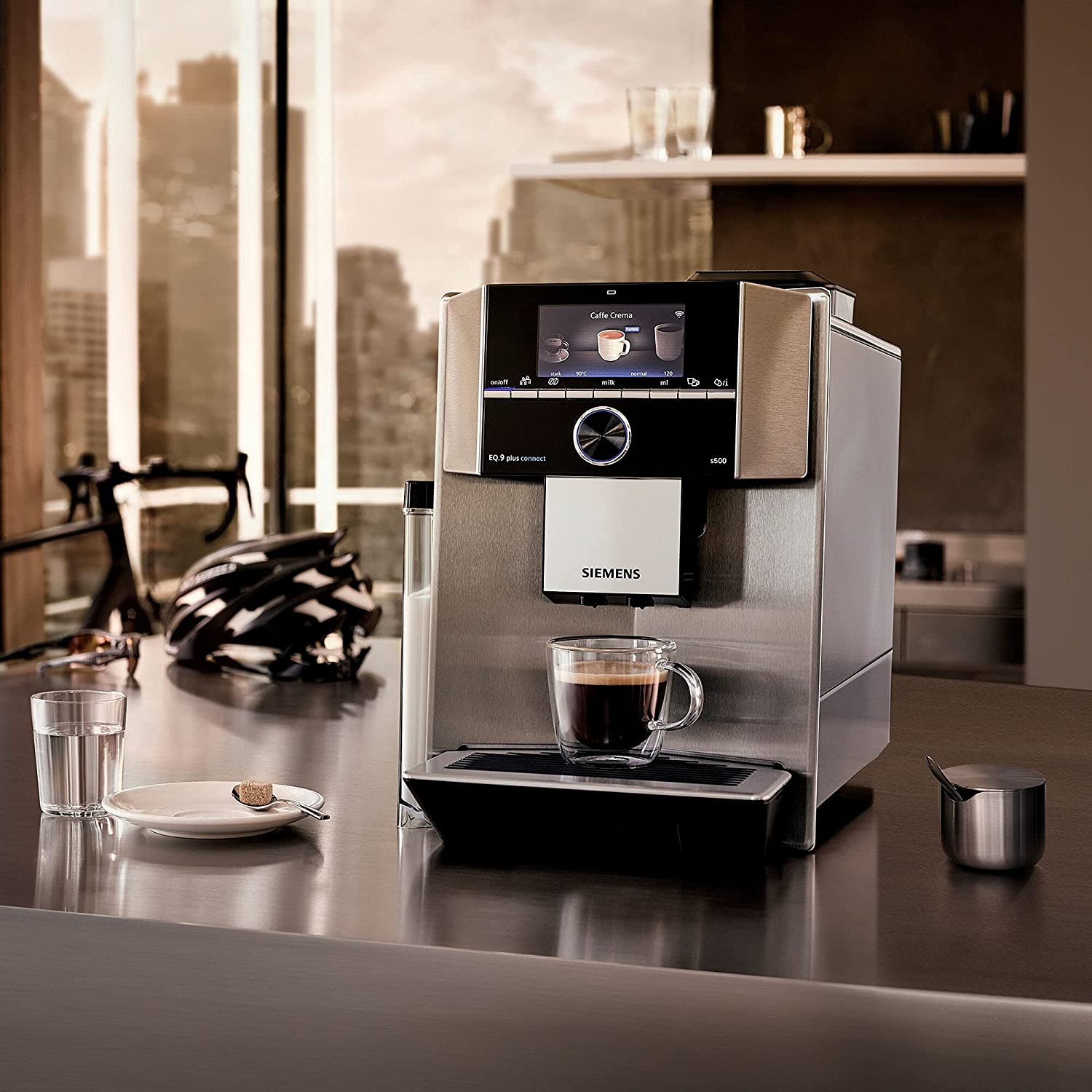 Machine à café super automatique Siemens TI9553X1RW, EQ.9 plus, 1500 W, 1,7 L, plastique, acier