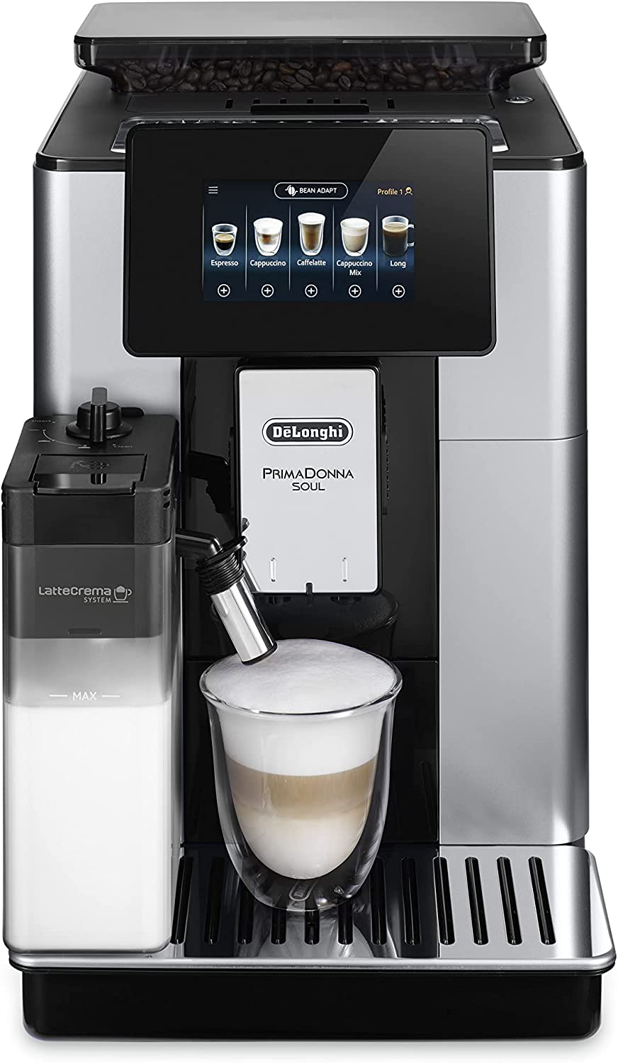 De'Longhi Perfetto Primadonna Soul ECAM612.55.SB - Machine à café super automatique (barres 19, écran tactile TFT de 4,3 pouces, système de cappuccino automatique ...