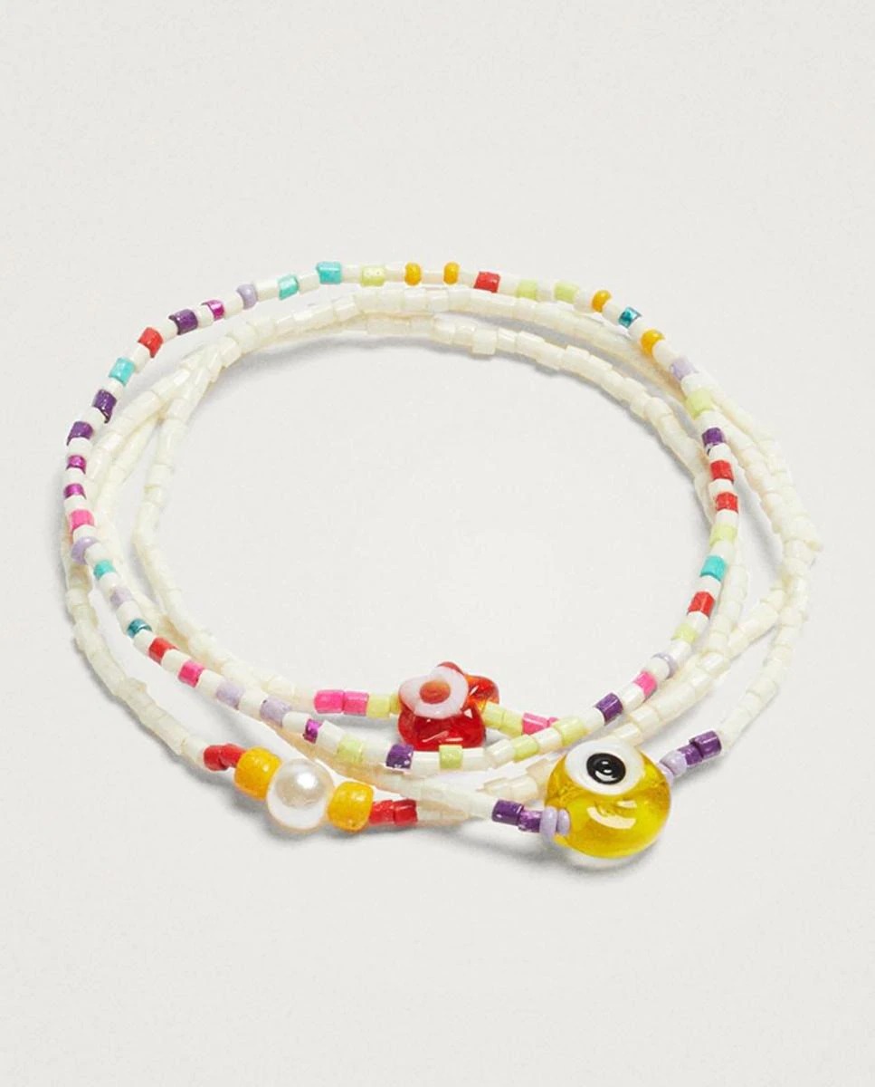 Bracelet triple pour femme avec perles de couleurs assorties
