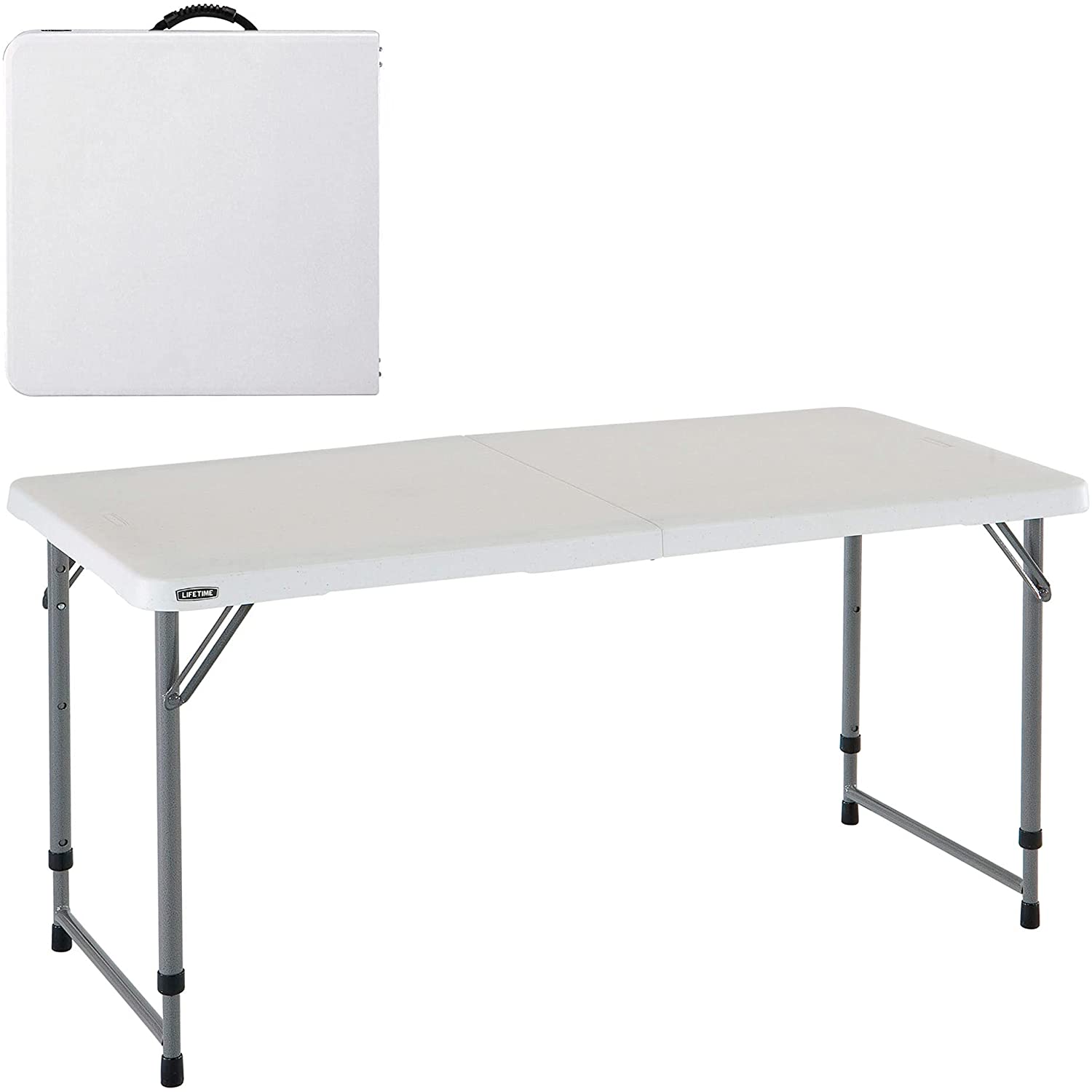 LIFETIME 4428 - Table pliante multifonctionnelle ultra résistante, UV100, 122x61x56 - 91,5 cm, blanc