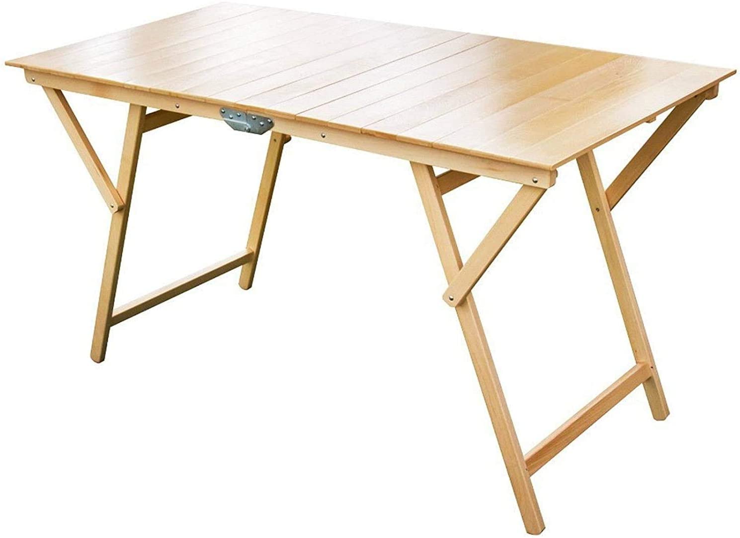 Table pliante 140 x 70 cm, table pliante en bois naturel pour jardins