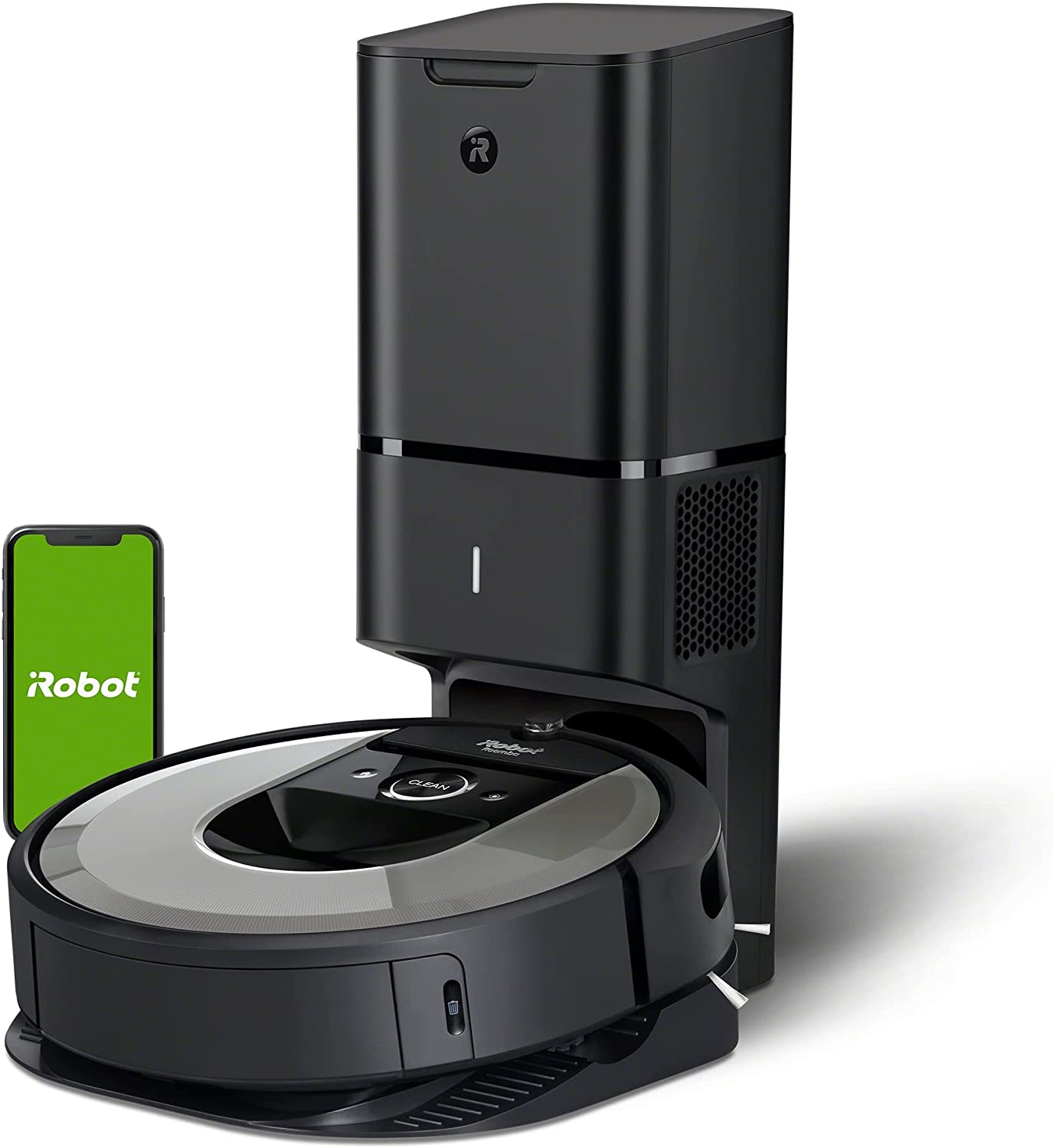 iRobot Roomba i7556 Aspirateur robot Wi-Fi - Vidange automatique - Cartographie et s'adapte à votre maison - Reconnaît les objets - Suggestions personnalisées - Compatible avec l'assistant vocal - Coordination des empreintes, Noir