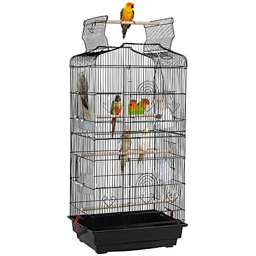 Yaheetech Cage à Oiseaux Cage en Métal Pet Oiseau Perroquet Canari 46 x 36 x 92 cm
