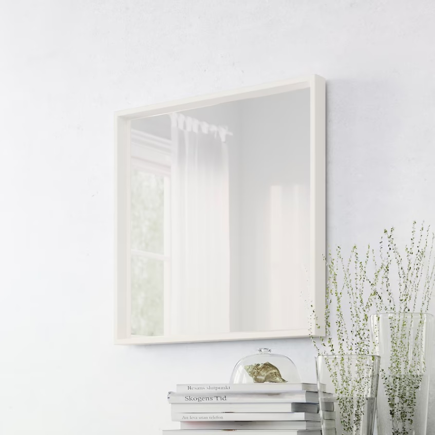 Nissedal, miroir, blanc 65x65