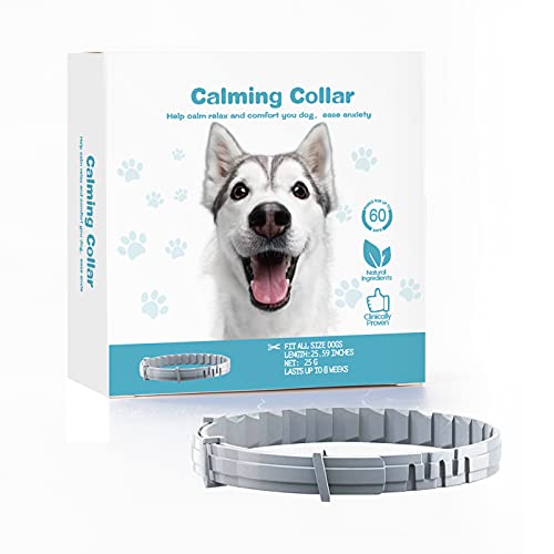 Collier calmant pour chien Collier calmant à phéromone pour chien 60 jours d'utilisation, collier calmant pour chien avec phéromone, pour tous les types de chiens, 25 pouces