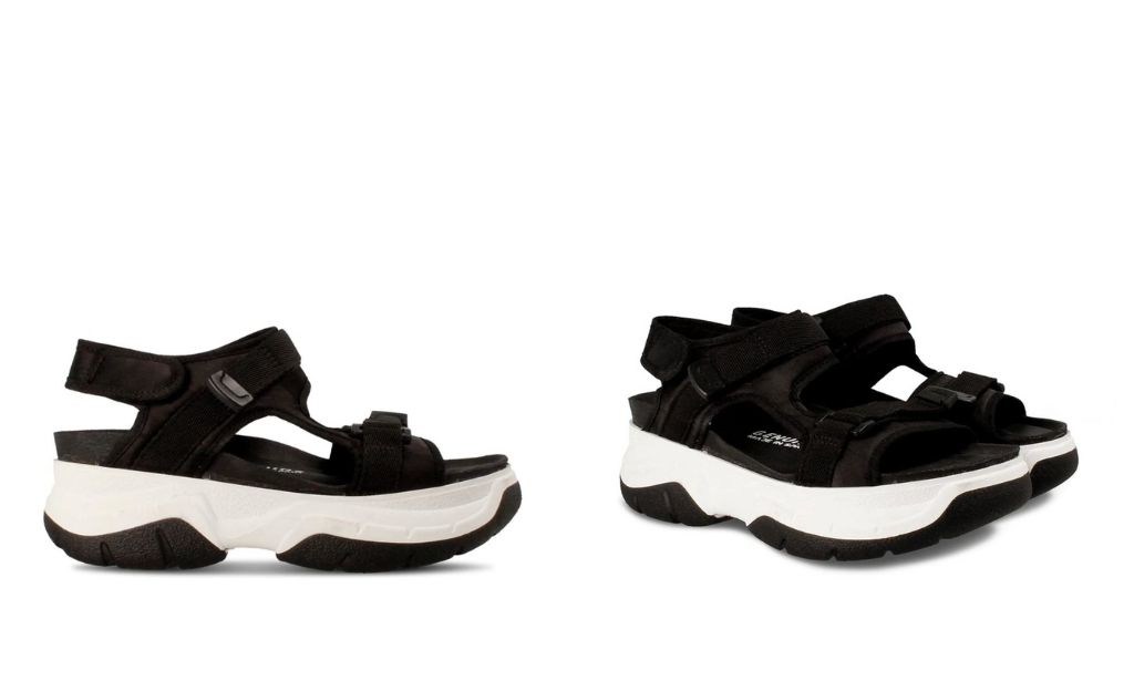 Sandales noires à plateforme pour femmes à lacets