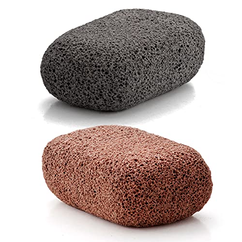 Vulcan Pumice Stone - Lot de 2 (Couleur : Terre cuite - Gris) - Élimine les callosités et callosités des pieds et des mains