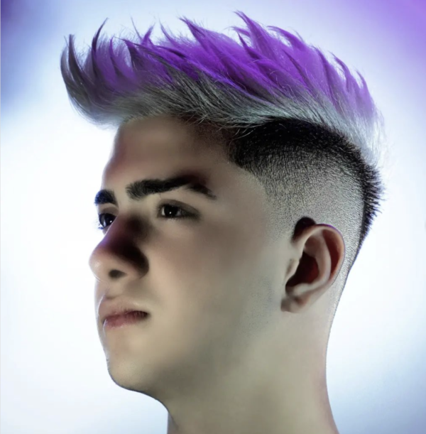 Photos des meilleures coiffures pour hommes avec des finitions dégradées violettes