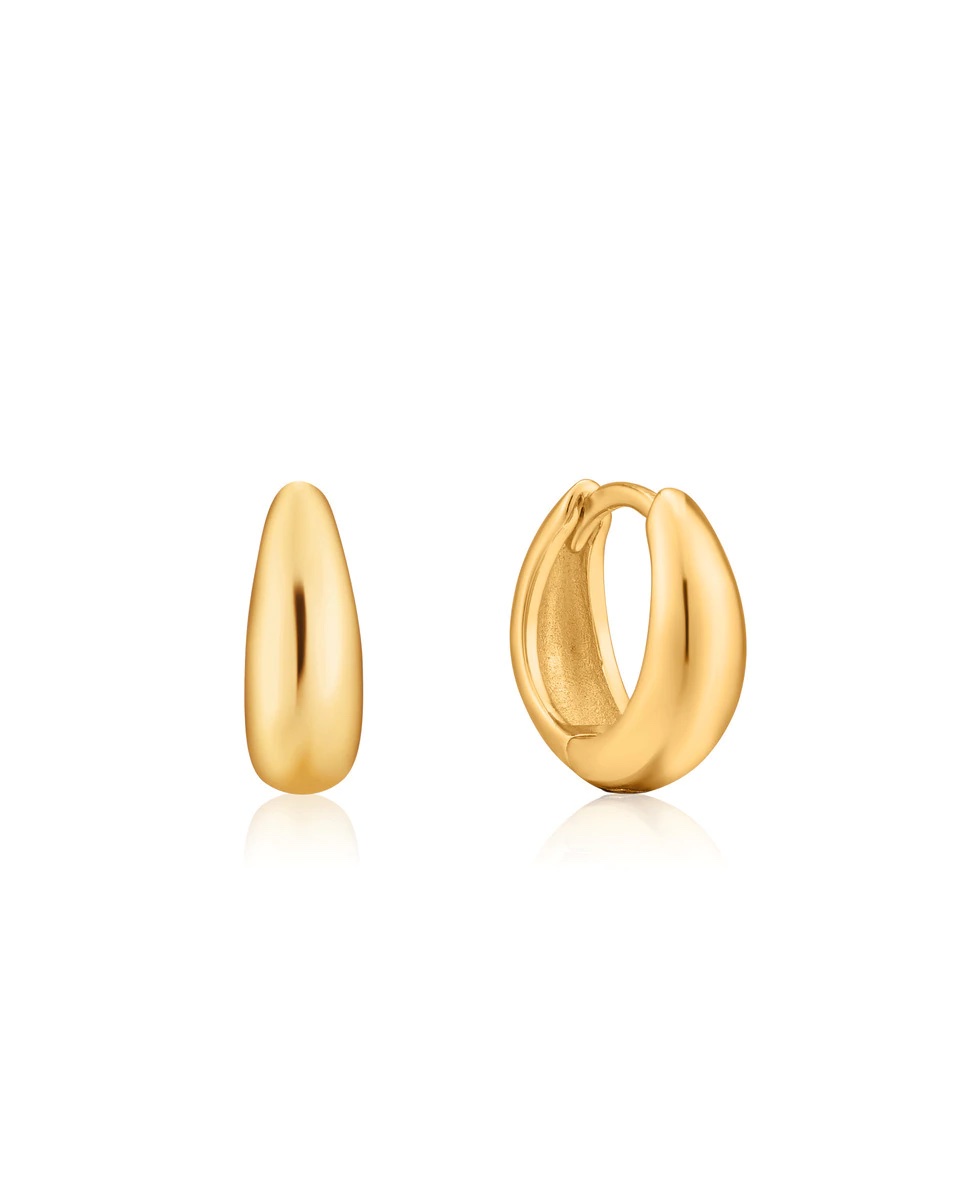 Boucles d'oreilles minimalistes luxe en argent plaqué or.