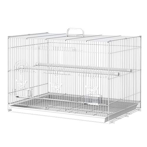 PawHut oiseau en cage 60x41x41cm volière oiseau perroquet canari perroquet fer blanc