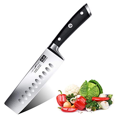 Couteau de cuisine SHAN ZU Nakiri, couteau à légumes japonais de 16,5 cm, couteau de chef allemand en acier inoxydable, couteau de chef professionnel, manche en bois Parka