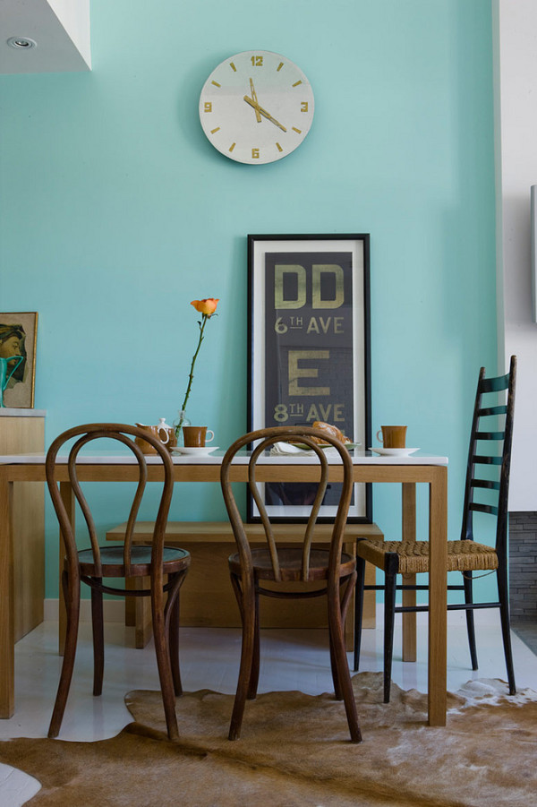Changement de couleur mur 2016 restaurant rétro turquoise
