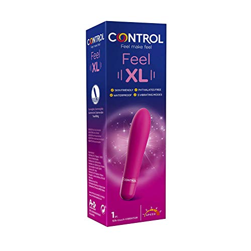 Control Feel XL - Vibromasseur vaginal - 5 vibrations différentes - Sans phtalates ni métaux lourds - Facile à nettoyer - Silicone médical doux au toucher - Submersible - Brille dans le noir