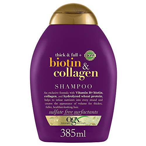 OGX Shampooing sans sulfate et sans paraben pour la croissance des cheveux, biotine et collagène, 385 ml