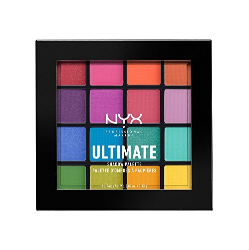 NYX Professional Makeup Ultimate Shadow Palette, Pigment compact, 16 teintes, finitions mates, satinées et métalliques, Brights
