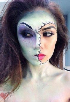 halloween maquillage cadavre mariée demi visage