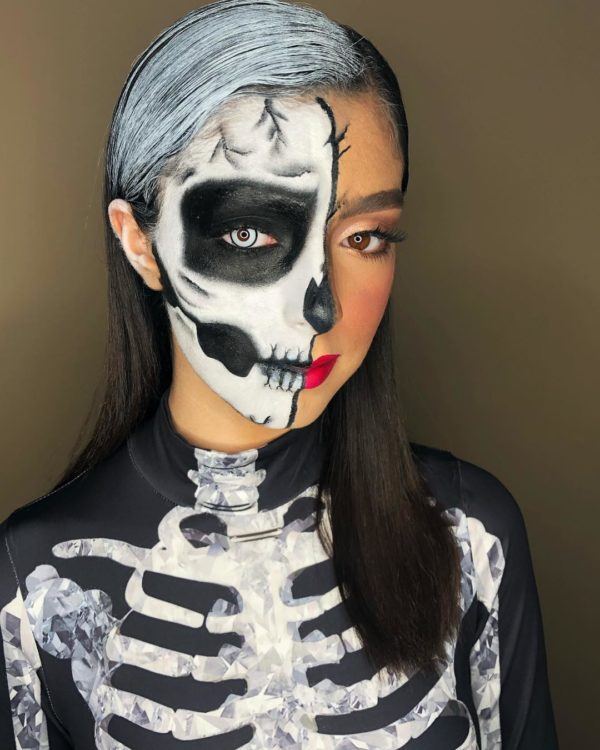 Maquillage Halloween Crâne Demi Visage 