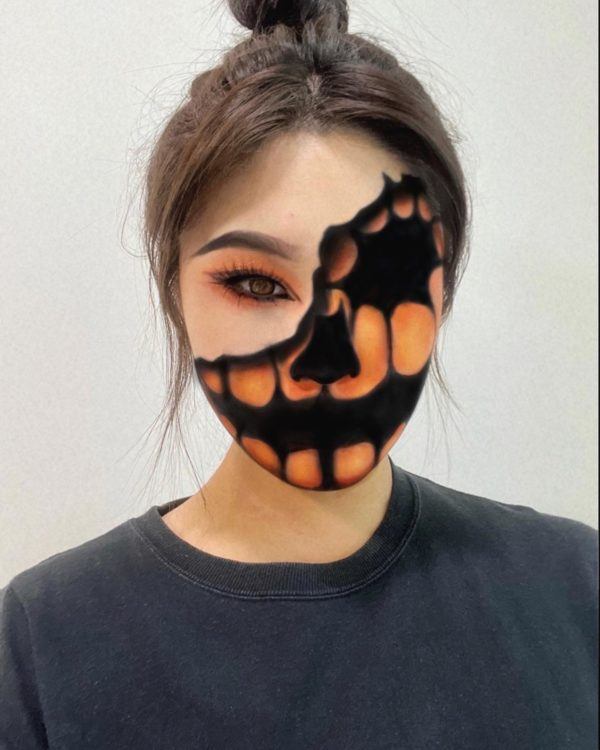 Maquillage Demi-visage De Citrouille D'halloween 