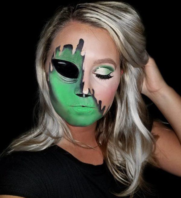 maquillage demi-visage extraterrestre halloween 