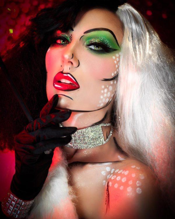 Maquillage demi-visage pour halloween pop art 