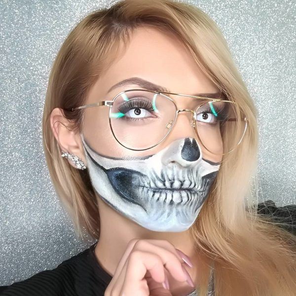 Maquillage Halloween Crâne Bouche Demi Visage 