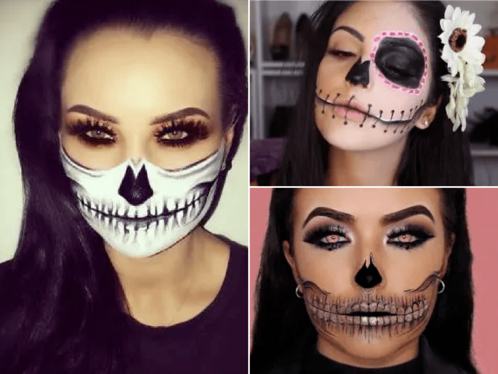 Maquillaje media cara para Halloween