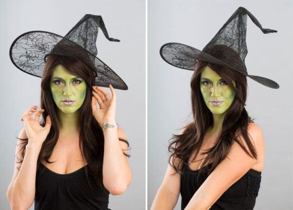 Maquillage Halloween sorcière résultats étape par étape